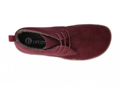 Barefoot kotníková obuv bLifestyle classicSTYLE - bio velours wool cranberry