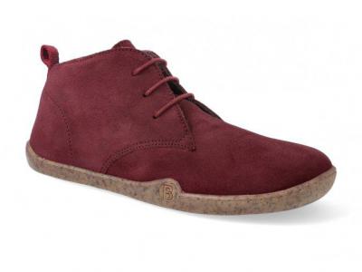 Barefoot kotníková obuv bLifestyle classicSTYLE - bio velours wool cranberry