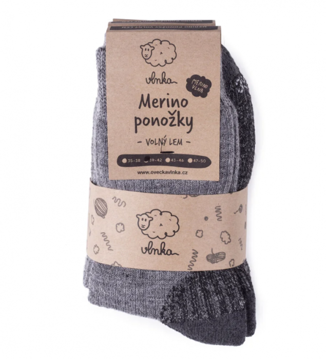 Ovčí ponožky Merino se zdravotním lemem, tmavě šedá, dárkové balení (3 páry) náhled